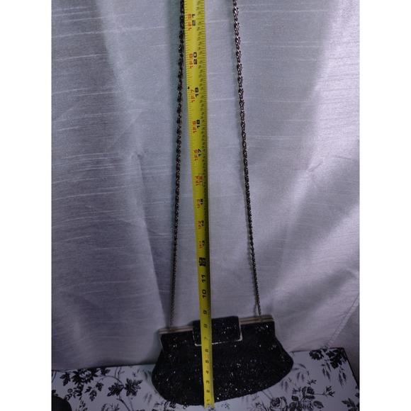 Lord and Taylor Vintage Retro Style Beaded Crossbody Bag Purse Charcoal Black - Picture 10 of 10